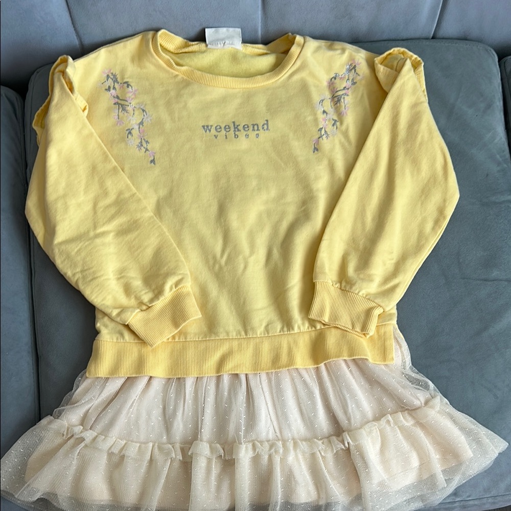 Yellow Kids Top with Tulle Skirt